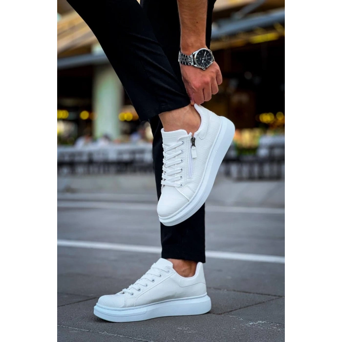 KB-309  Kuback Beyaz Fermuar Ve Bağcıklı  Günlük Erkek  Ayakkabı