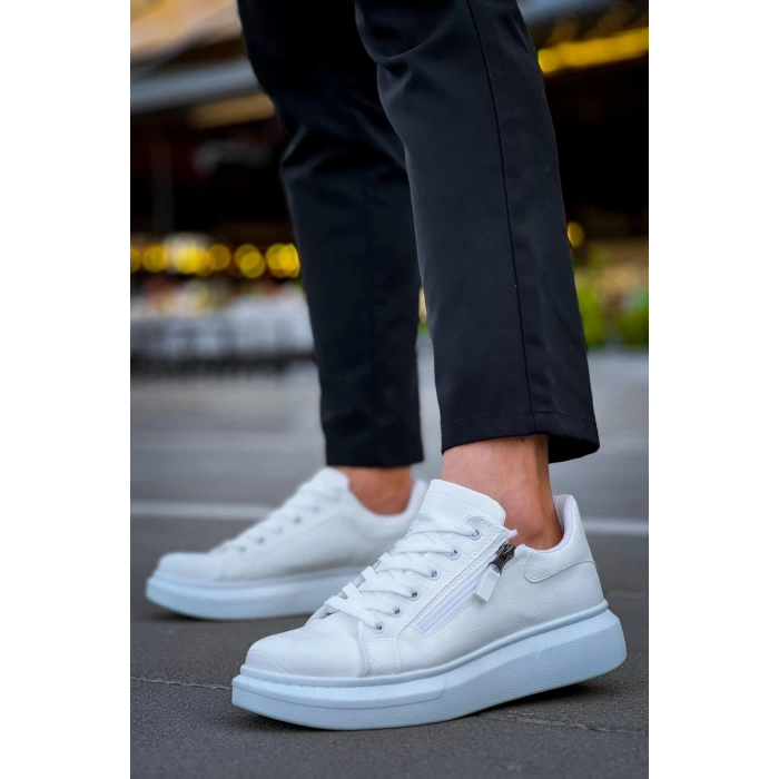 KB-309  Kuback Beyaz Fermuar Ve Bağcıklı  Günlük Erkek  Ayakkabı
