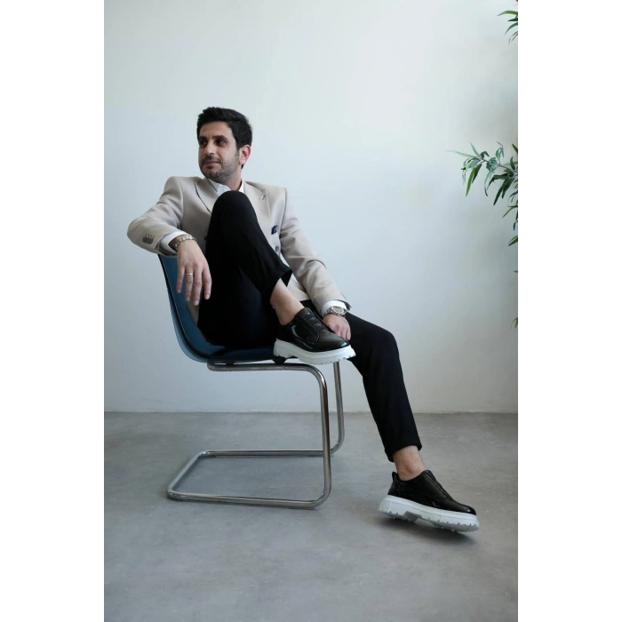 KB-703 Kuback Siyah Rugan Lastikli Günlük Erkek Ayakkabı