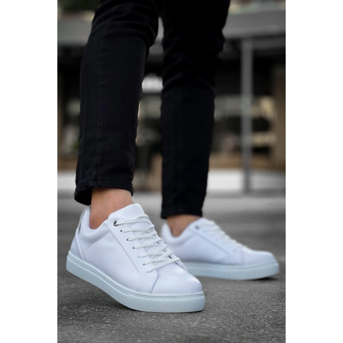 KB-BX1  Kuback Beyaz Cilt Yüksek Beyaz Taban Günlük Erkek Ayakkabı