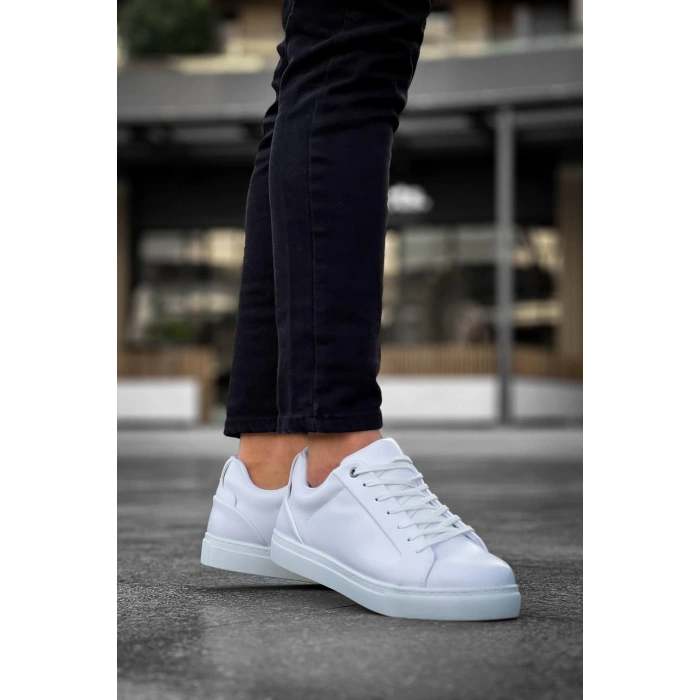 KB-BX1  Kuback Beyaz Cilt Yüksek Beyaz Taban Günlük Erkek Ayakkabı
