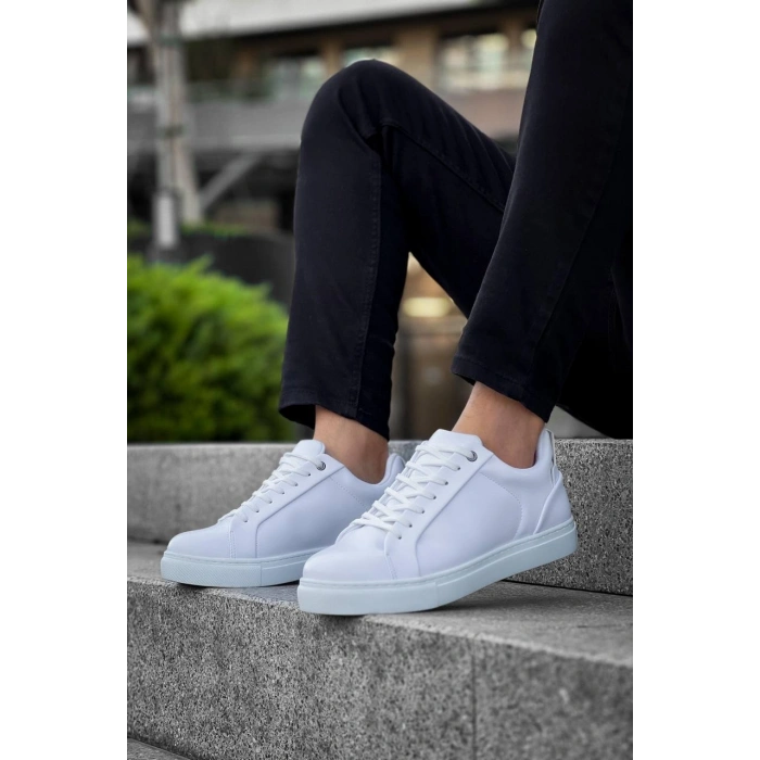 KB-BX1  Kuback Beyaz Cilt Yüksek Beyaz Taban Günlük Erkek Ayakkabı