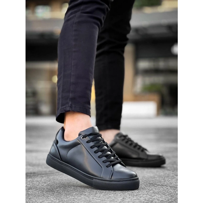 KB-BX1  Kuback Siyah Cilt Yüksek Siyah Taban Günlük Erkek Ayakkabı