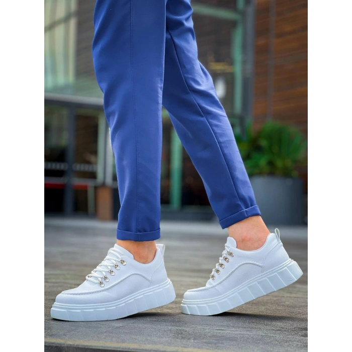 KB-X10 Kuback Beyaz Cilt  Beyaz Yüksek Taban Günlük Spor Ayakkabı