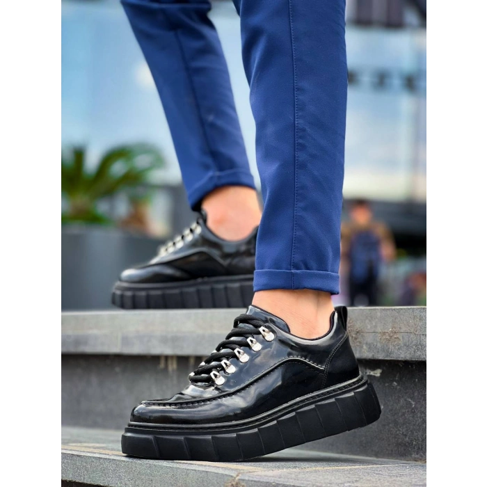 KB-X10 Kuback Siyah Rugan Siyah Yüksek Taban Günlük Spor Ayakkabı