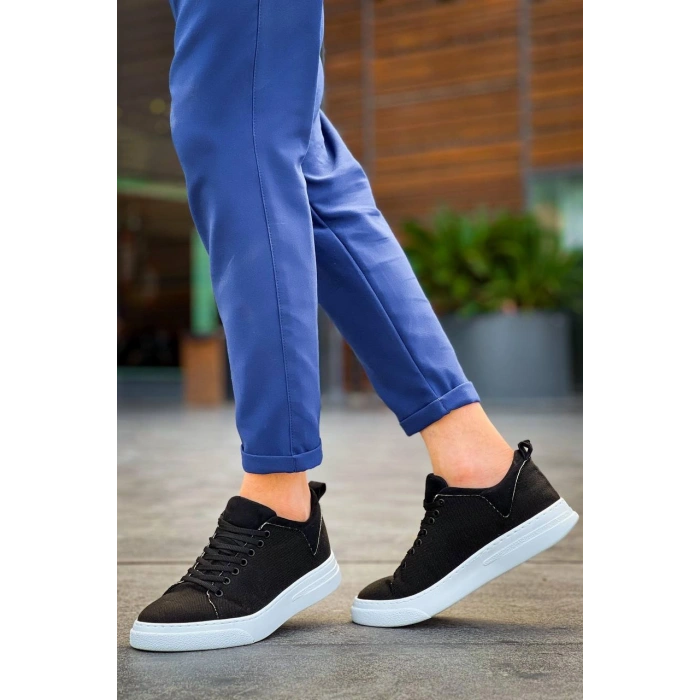 KB-X204 Kuback Siyah Keten Beyaz Yüksek Taban Günlük Erkek Spor Ayakkabı