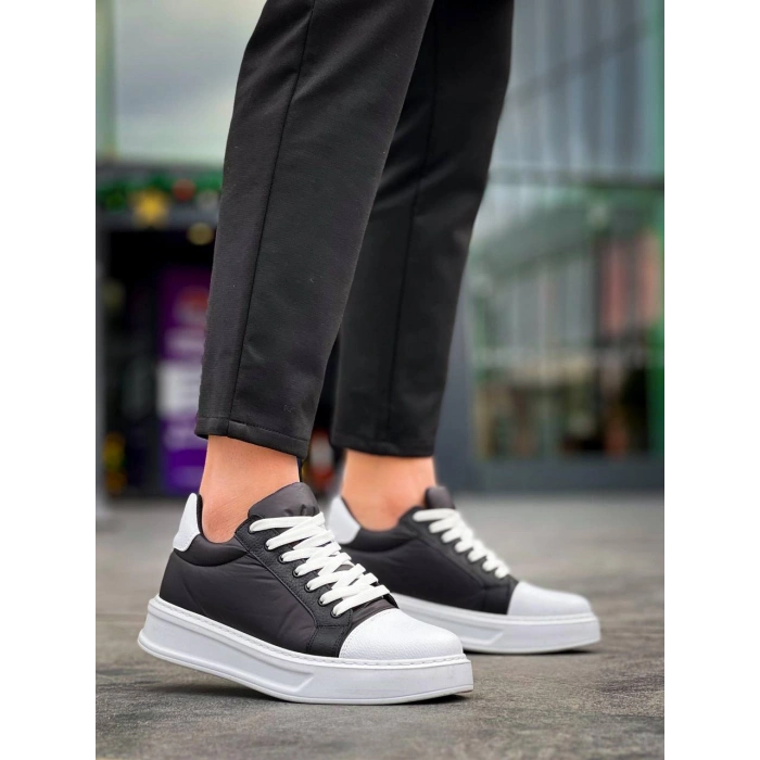 KB-X46 Kuback Siyah Beyaz Yüksek Beyaz Taban Günlük Spor Ayakkabı