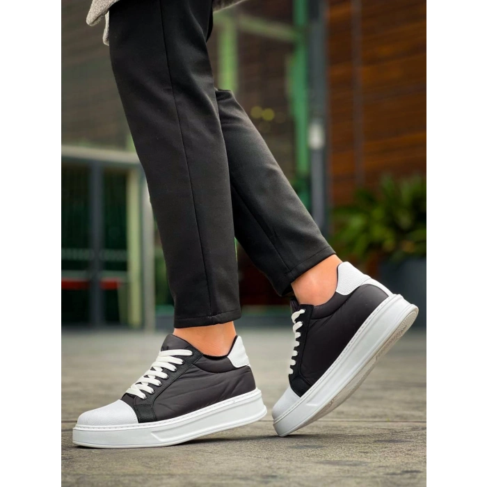 KB-X46 Kuback Siyah Beyaz Yüksek Beyaz Taban Günlük Spor Ayakkabı