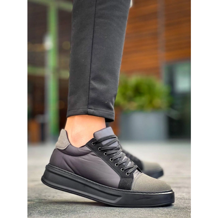 KB-X46 Kuback Siyah Gri Yüksek Siyah Taban Günlük Spor Ayakkabı