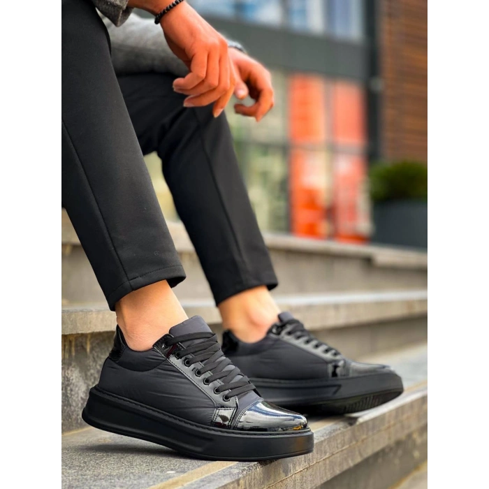 KB-X46 Kuback Siyah Rugan Yüksek Siyah Taban Günlük Spor Ayakkabı