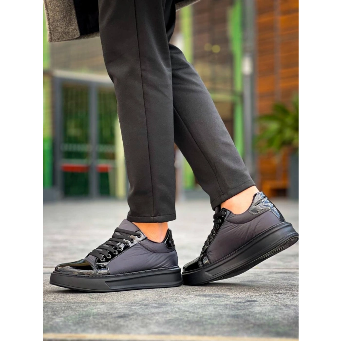 KB-X46 Kuback Siyah Rugan Yüksek Siyah Taban Günlük Spor Ayakkabı