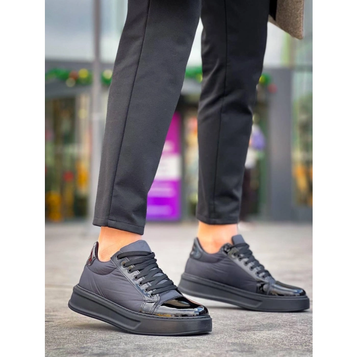 KB-X46 Kuback Siyah Rugan Yüksek Siyah Taban Günlük Spor Ayakkabı