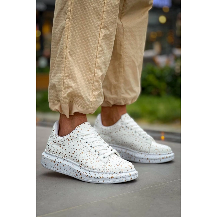 KB-X500  Kuback Beyaz Gold  Bağcıklı  Günlük Erkek  Ayakkabı