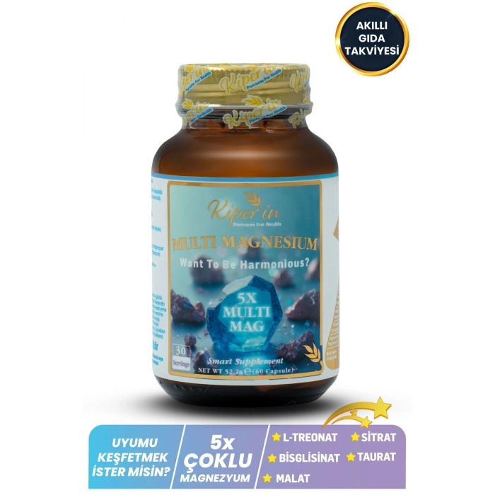 Kiperin 5x Çoklu Magnezyum Taurat Bisglisinat Malat Sitrat L-Treonat Akıllı Gıda Takviyesi 60 Kapsül