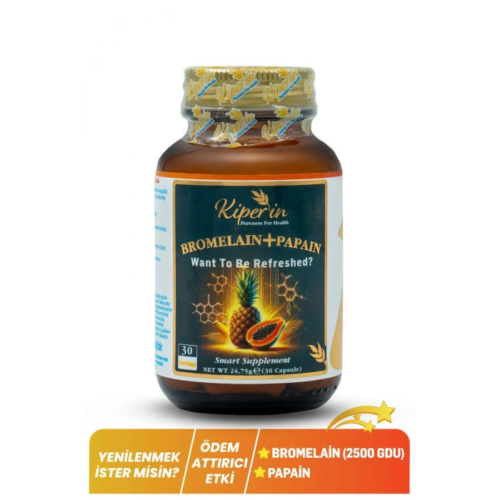 Kiperin Bromelain+ Papain 30 Kapsül