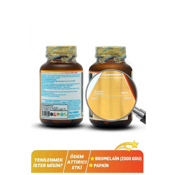 Kiperin Bromelain+ Papain 30 Kapsül
