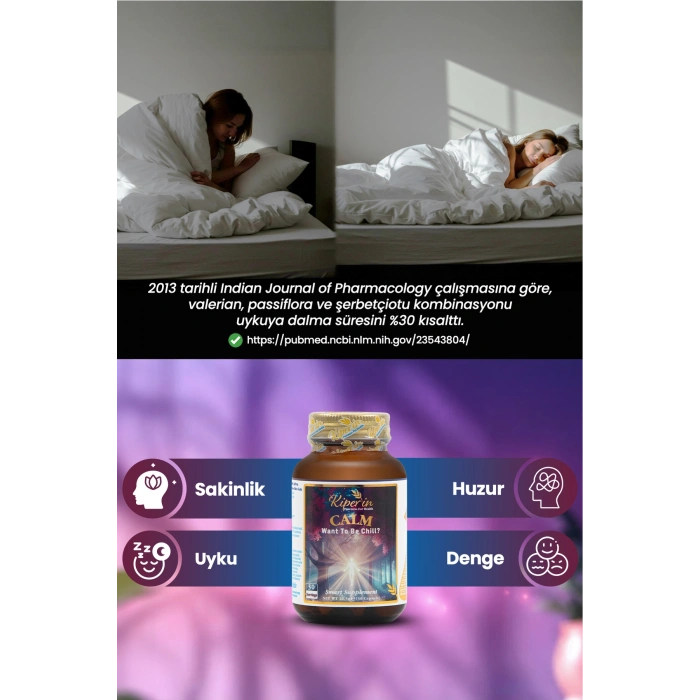 Kiperin Calm Relax Passiflora Safran Valerian HTP İçeren Akıllı Gıda Takviyesi 30 Kapsül
