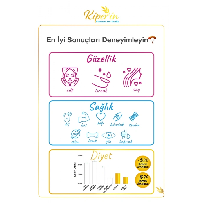 Kiperin Collagen Toz Kolajen Peptitleri İçeren Diyet Takviyesi 500 gr