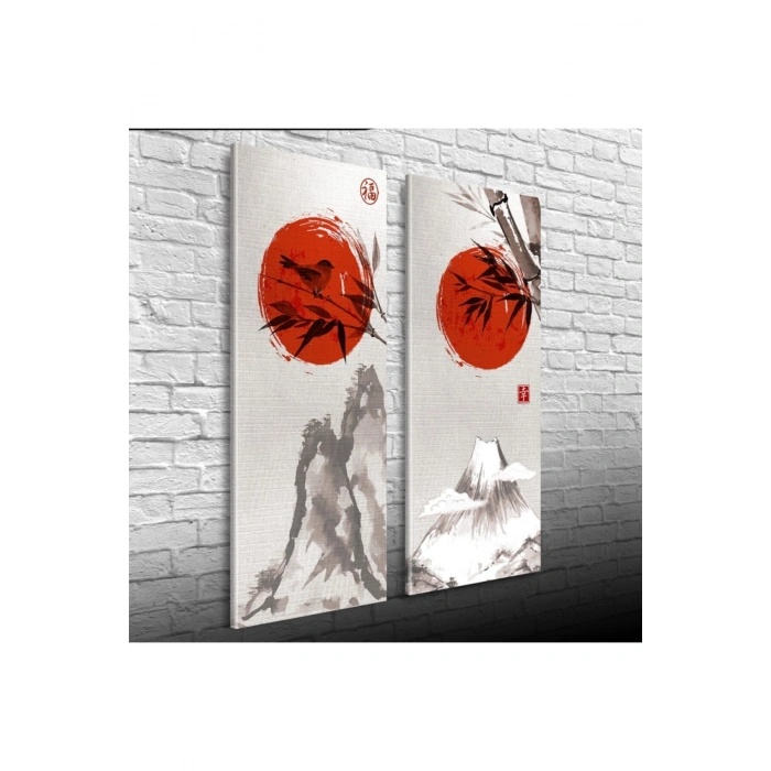 Kırmızı Longji Iki Parça Canvas Tablo (30x70)