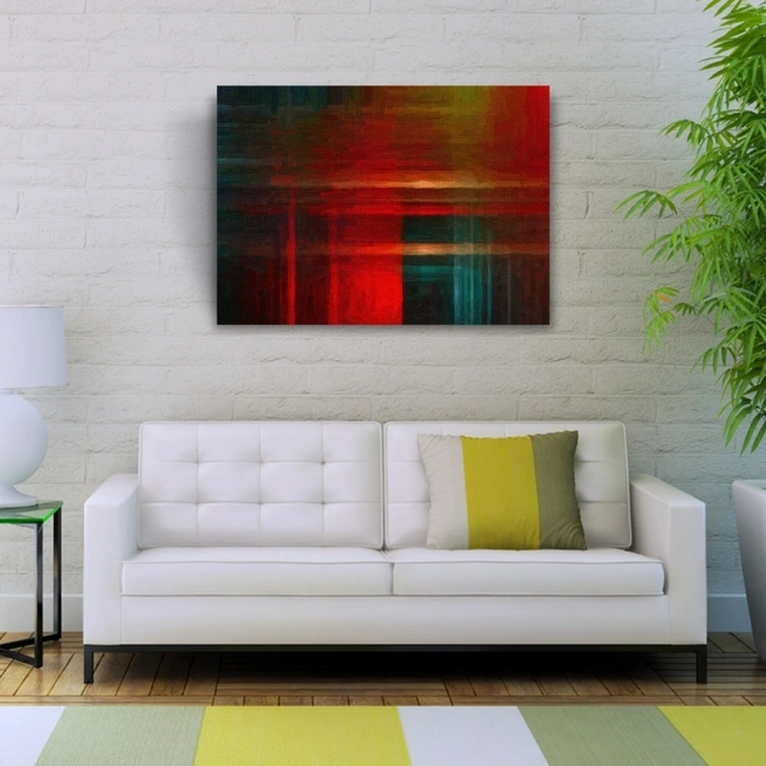 Kırmızı ve Lacivert Soyut Çalışma Kanvas Tablo 50 x 70