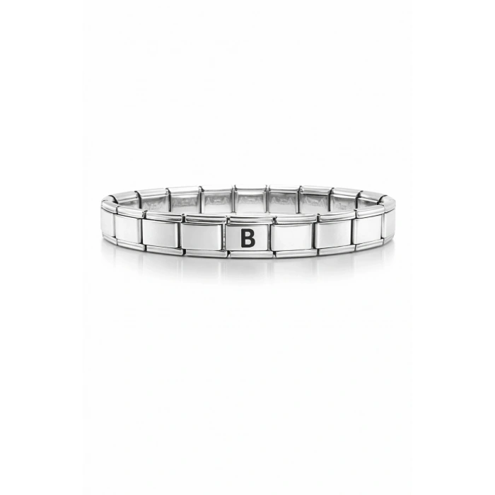 Kişiye Özel B Harfli Çelik Bileklik – Paslanmaz Çelik İtalyan Model Harfli Bilezik