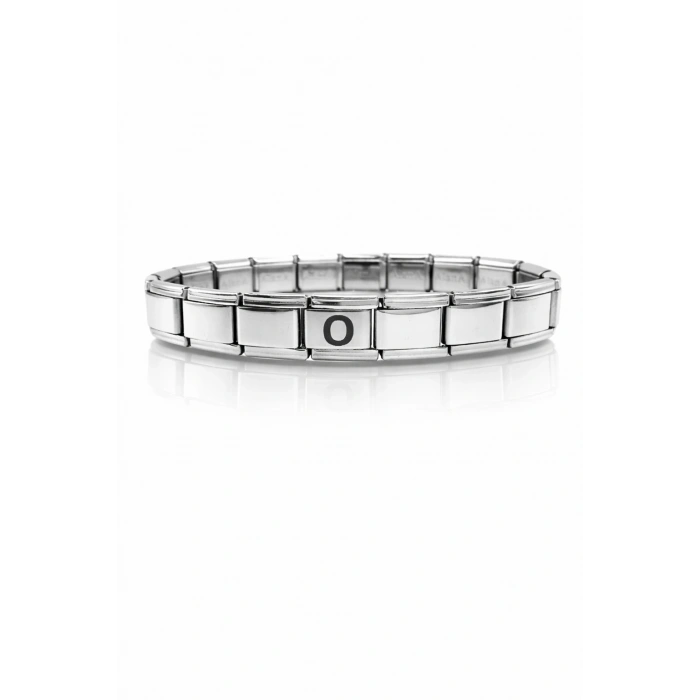 Kişiye Özel O Harfli Çelik Bileklik – İtalyan Charm Model, Ayarlanabilir Bilezik