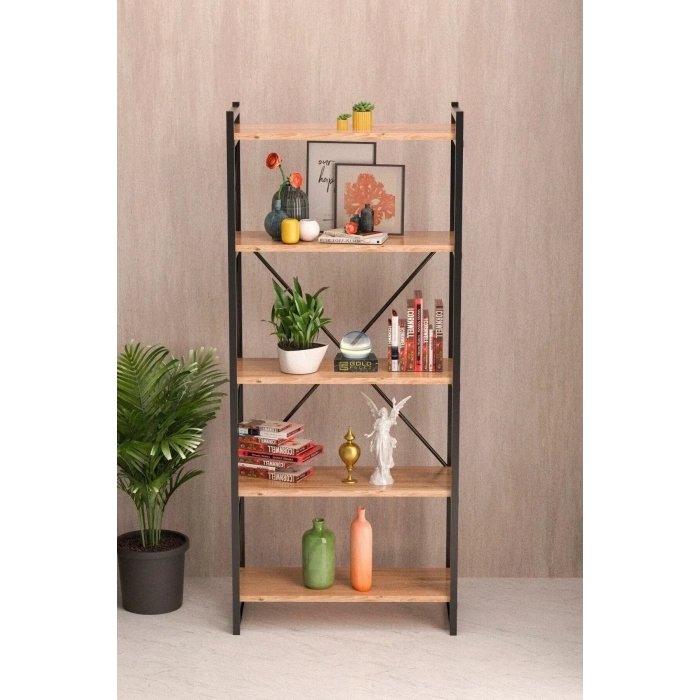 Kitaplık 5 Raflı Ceviz 180 Cm