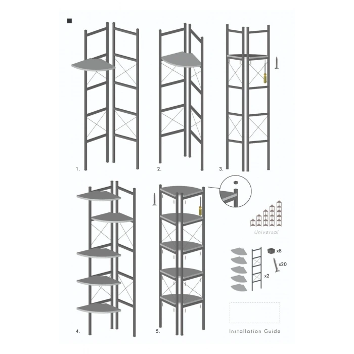 Kitaplık Çiçeklik 6 Raflı Beyaz Çok Amaçlı Stand Altı Bölmeli 160*30*43