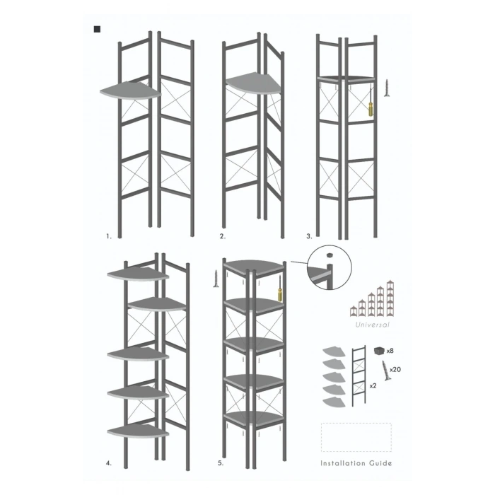 Kitaplık Çiçeklik 6 Raflı Ceviz Çok Amaçlı Stand Altı Bölmeli 160*30*43