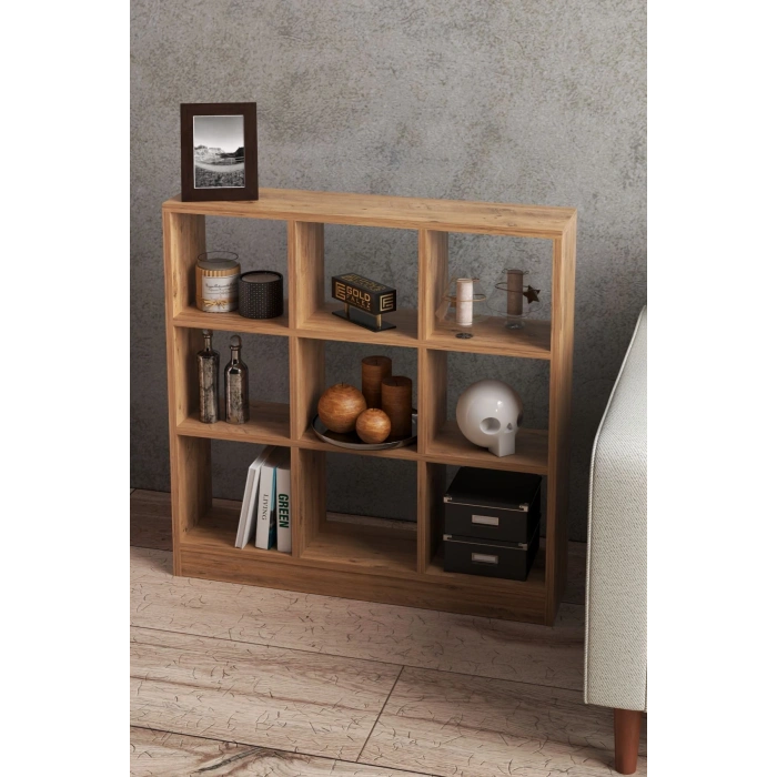 KİTAPLIK ÇOK AMAÇLI MUTFAK RAF DOLAP  9 BÖLMELİ ATLANTİK ÇAM
