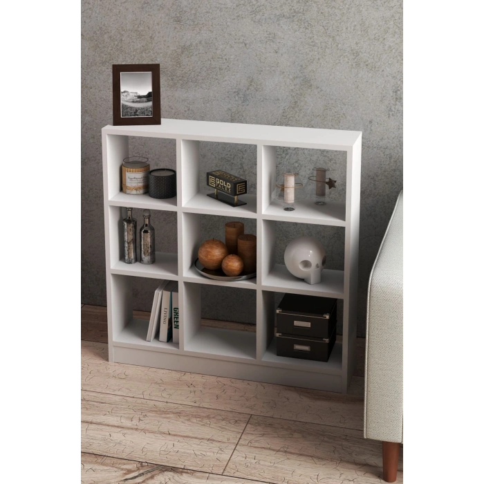 KİTAPLIK ÇOK AMAÇLI MUTFAK RAF DOLAP  9 BÖLMELİ BEYAZ