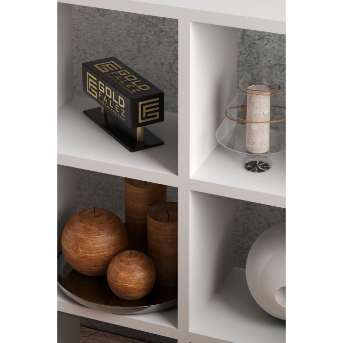 KİTAPLIK ÇOK AMAÇLI MUTFAK RAF DOLAP  9 BÖLMELİ BEYAZ