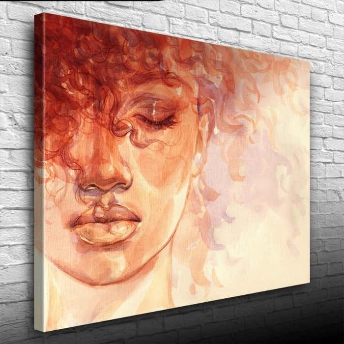 Kızıl Tonlarda Yağlı Boya Kadın Portresi Kanvas Tablo 50 x 70