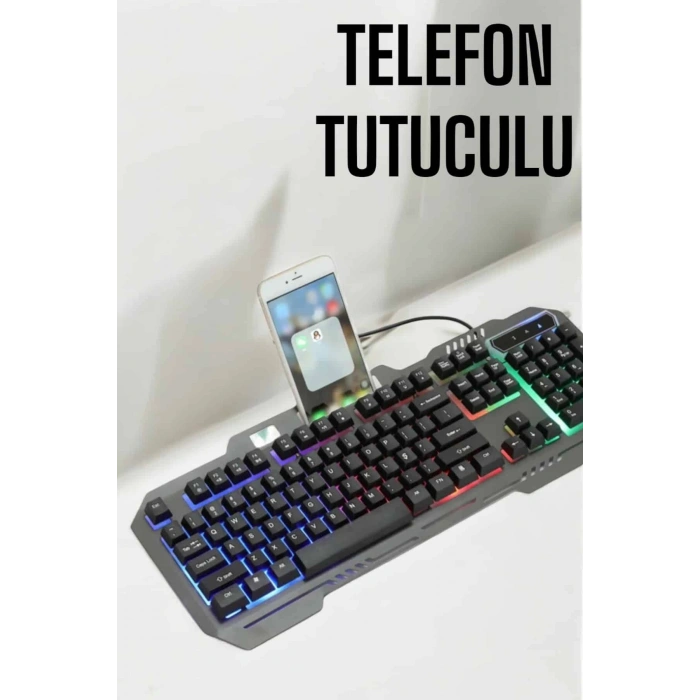 Klavyesi Q Klavye RGB Işıklı Mouse Hediyeli