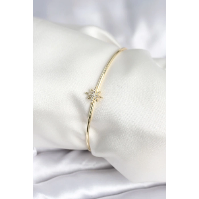 Kutup Yıldızı Figür Pirinç Gold Renk Kadın Bileklik