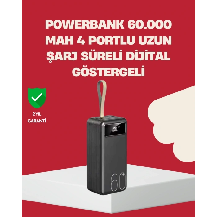 LED Ekranlı Çok Fonksiyonlu Taşınabilir Şarj Ünitesi Powerbank