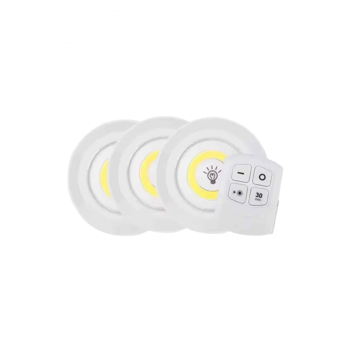 Led Lamba 3lü Uzaktan Kumandalı Yapışkanlı