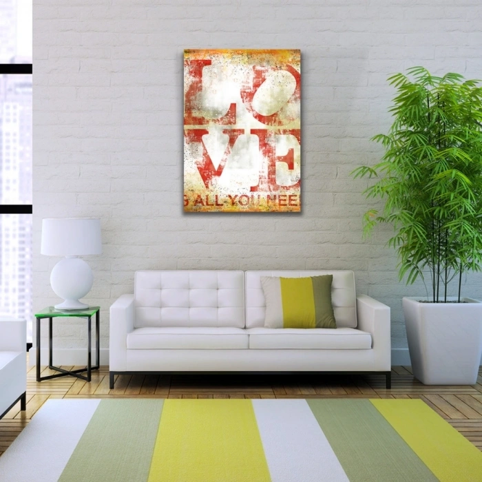 Love Poster Kırmızı Beyaz Tonlarda Kanvas Tablo 50 x 70