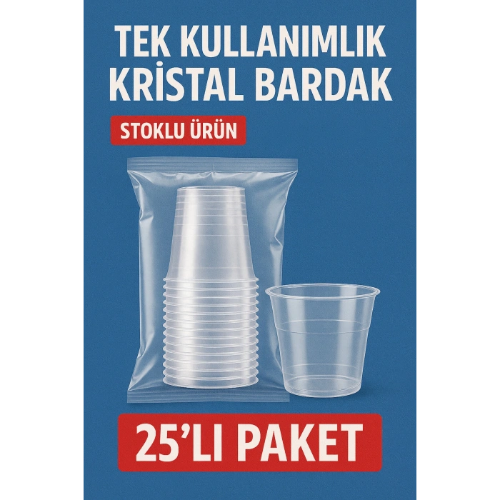 LÜKS KRİSTAL BARDAK- MİKA BARDAK- ŞEFFAF- 25 Lİ PAKET - SERT PLASTİK