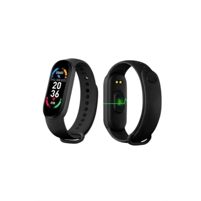 M6 Akıllı Bileklik Siyah Adımsayar Spor Takibi Android ve İOS Uyumlu