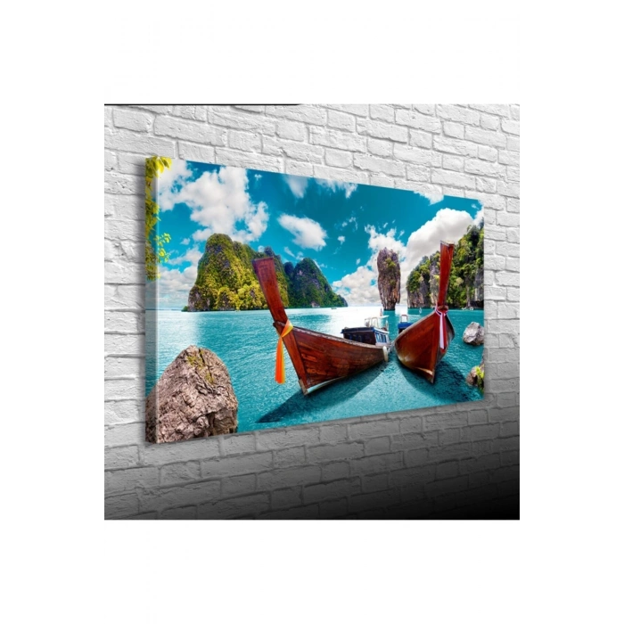 Mavi Ada Canvas Tablo (60x120)