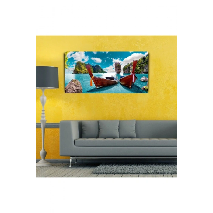 Mavi Ada Canvas Tablo (60x120)