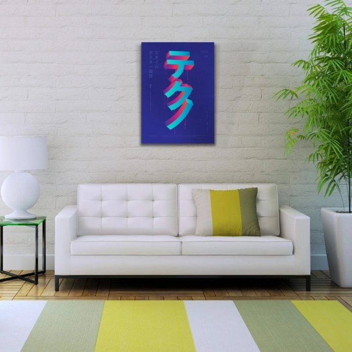 Mavi Tonlarda Japonca Poster Kanvas Tablo 50 x 70