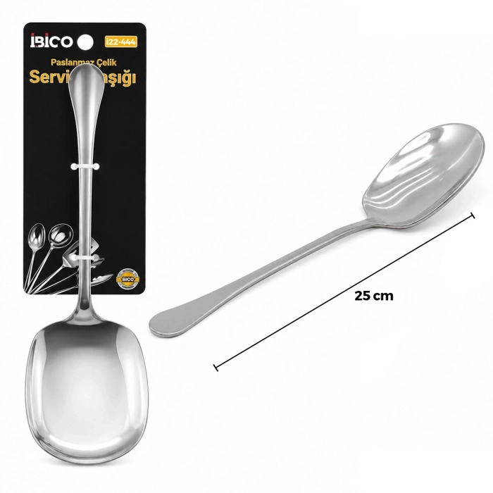 Metal Servis Kaşığı - 25 cm - Krom Renk