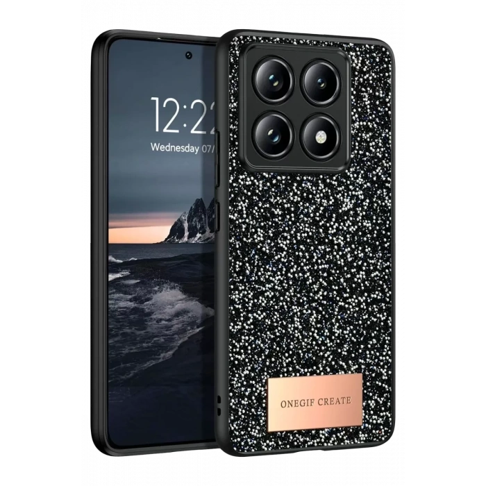 Mi 14T Pro Bright Simli Kapak - Siyah