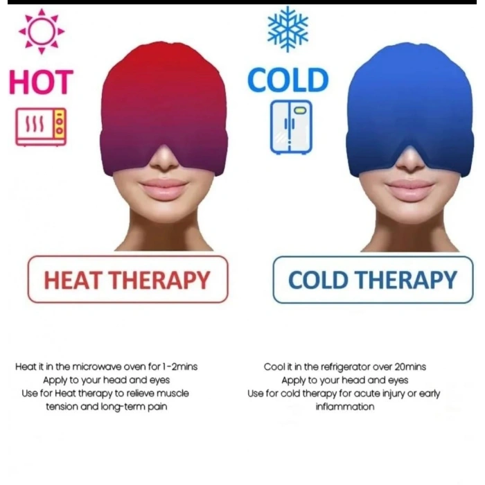 Migren Soğuk-Sıcak Kompres Maske | Baş Ağrısı ve Stres Gidermeye yardımcı Jel Maske