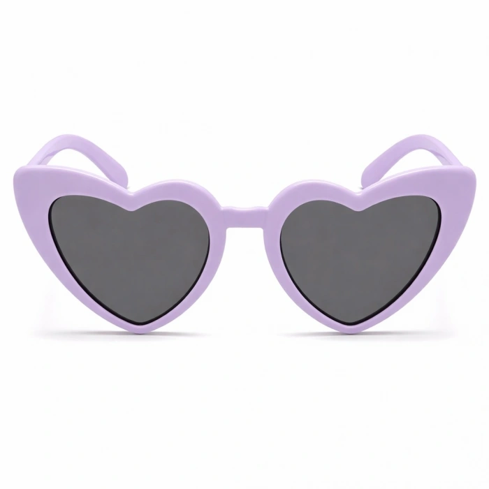 Mor Lila Retro Kalp Gözlük – 80’ler 90’lar Stil Parti Gözlüğü