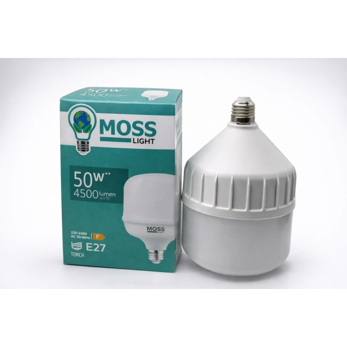 MOSS Light 50W LED Ampul E27 Duy 4500 Lumen Yüksek Işık Gücü Enerji Tasarruflu Beyaz Işık