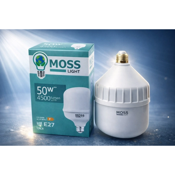 MOSS Light 50W LED Ampul E27 Duy 4500 Lumen Yüksek Işık Gücü Enerji Tasarruflu Beyaz Işık