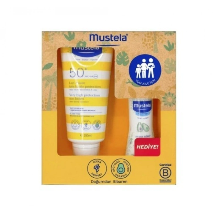 Mustela Güneş Losyonu SPF50 200 ml + Mustela Hydra Bebe 100 ml